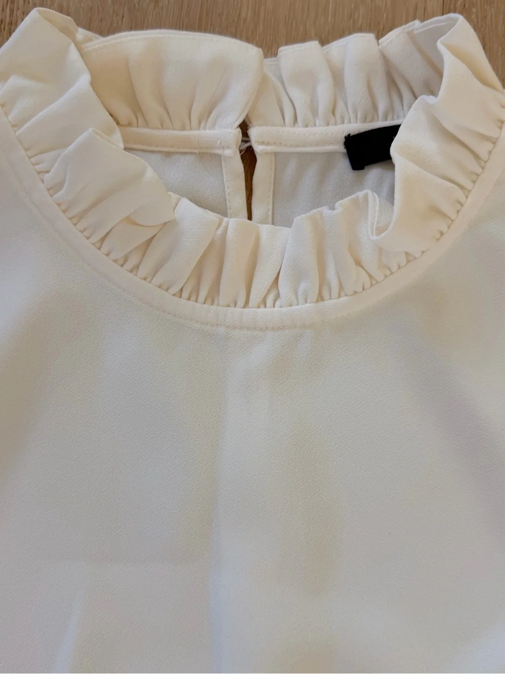 J. Crew Cream Ruffle-Neck Long Sleeve Blouse